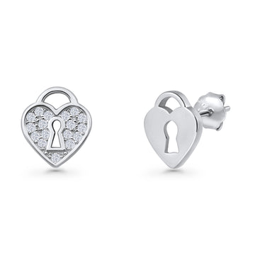 Heart Lock Stud Earring